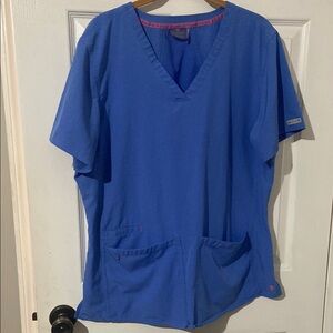 Blue V-Neck Scrub Top